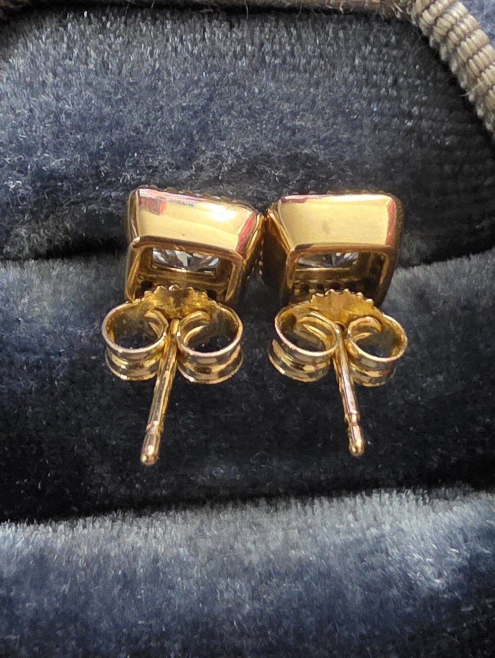 14k CZ Pandora Yellow Gold Stud Earrings (Vintage) - Picture 7 of 13